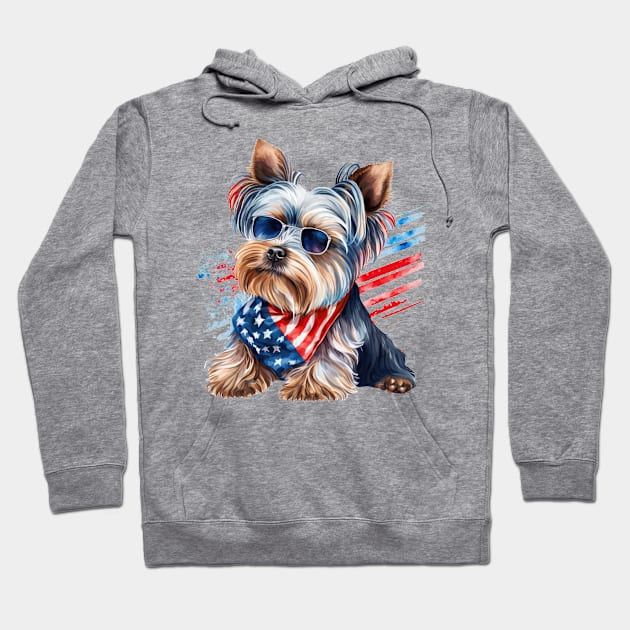 4th of July Yorkshire Terrier #2 Hoodie by Chromatic Fusion Studio